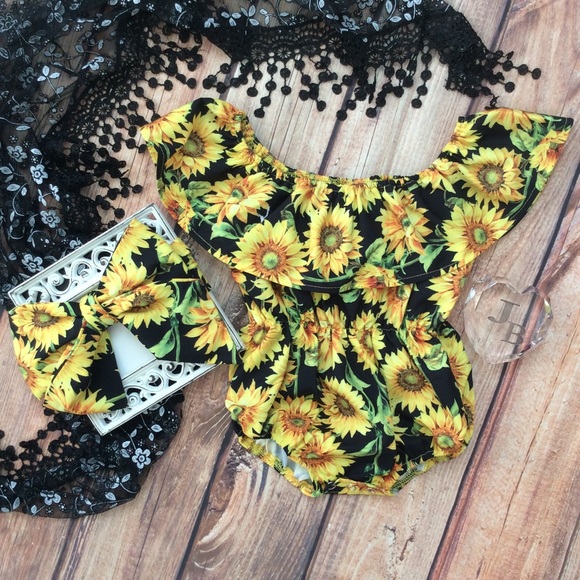 baby girl sunflower romper